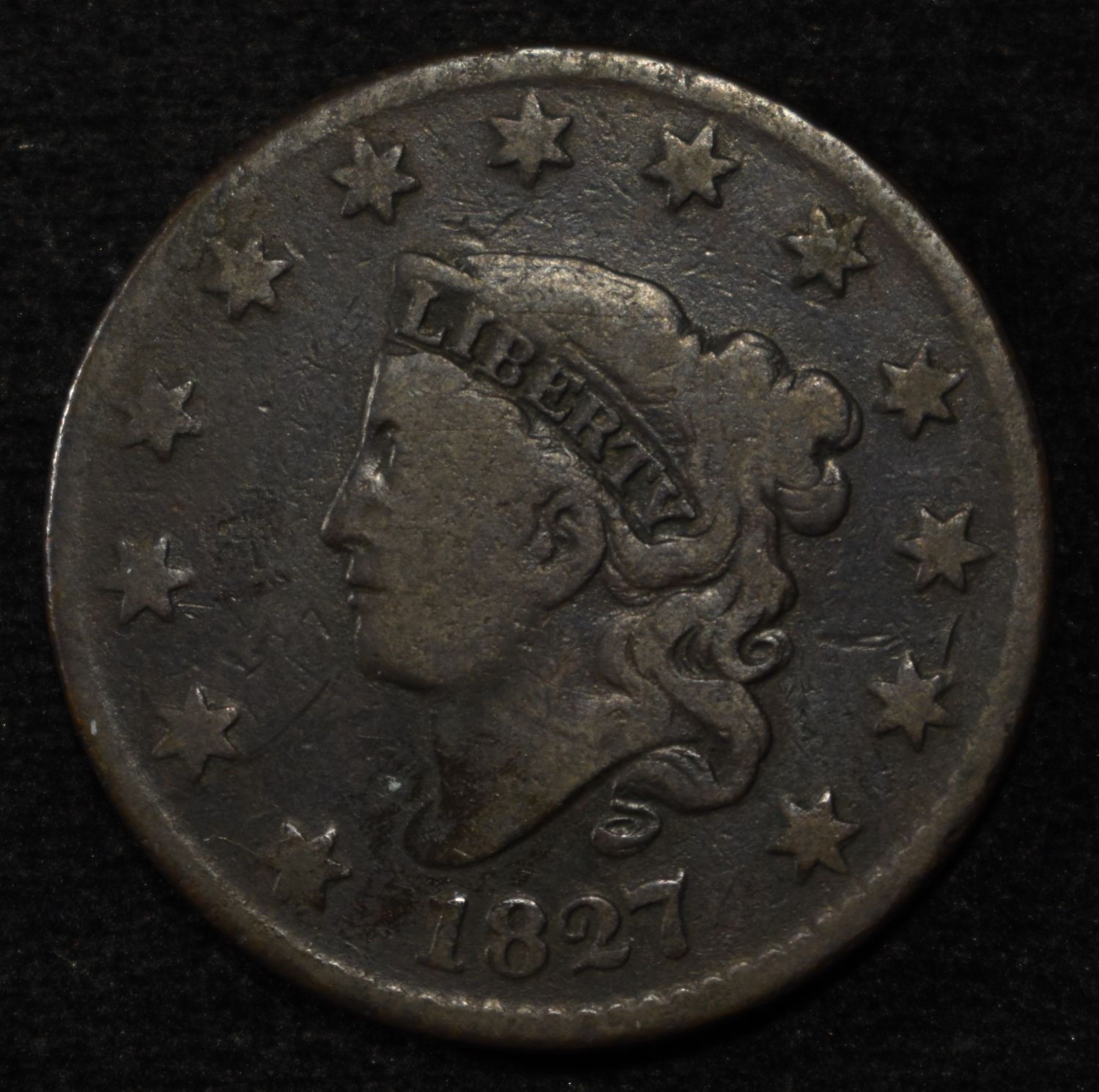 1827 LARGE CENT VG