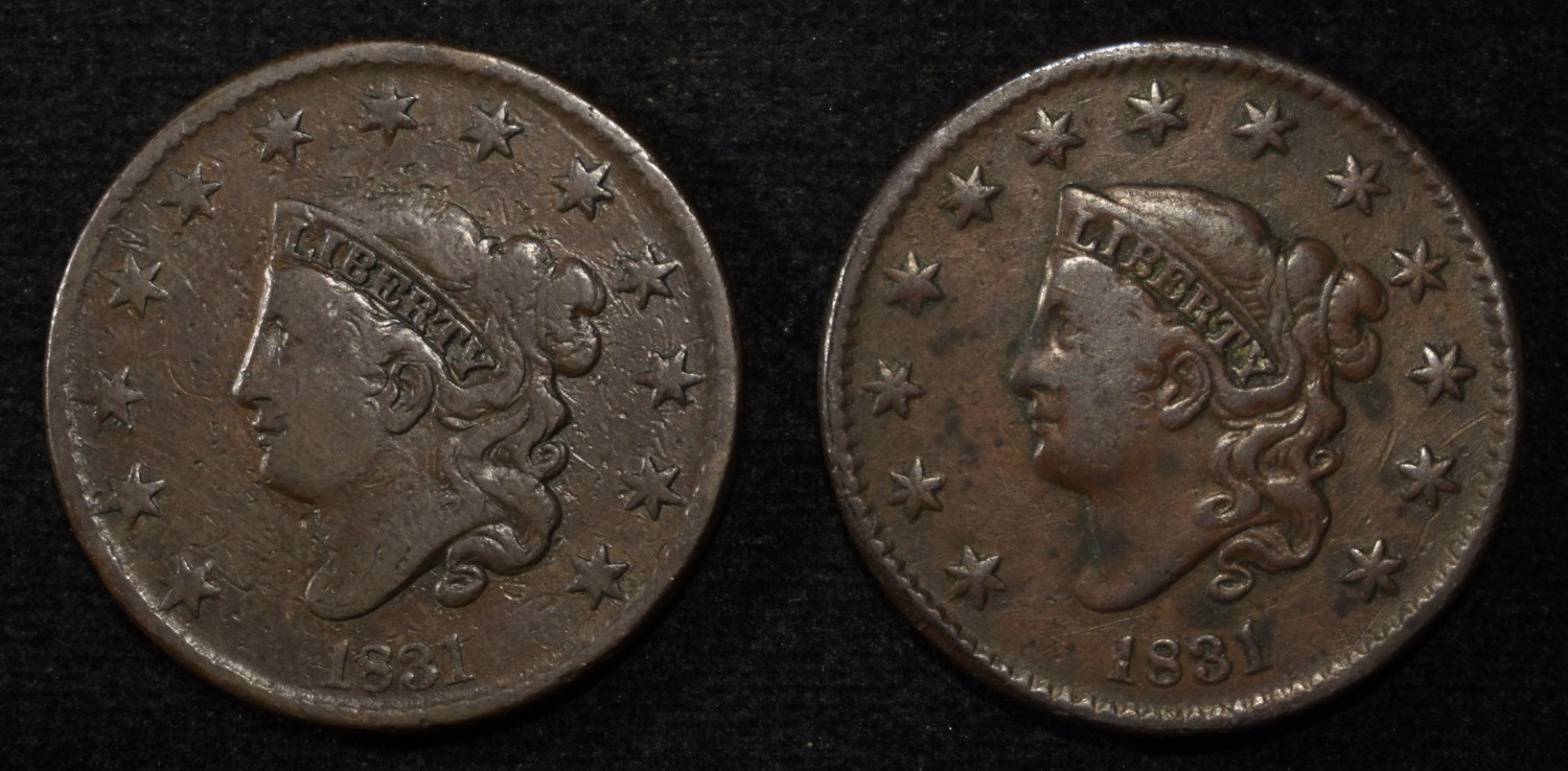 (2) 1831 LARGE CENTS FINE
