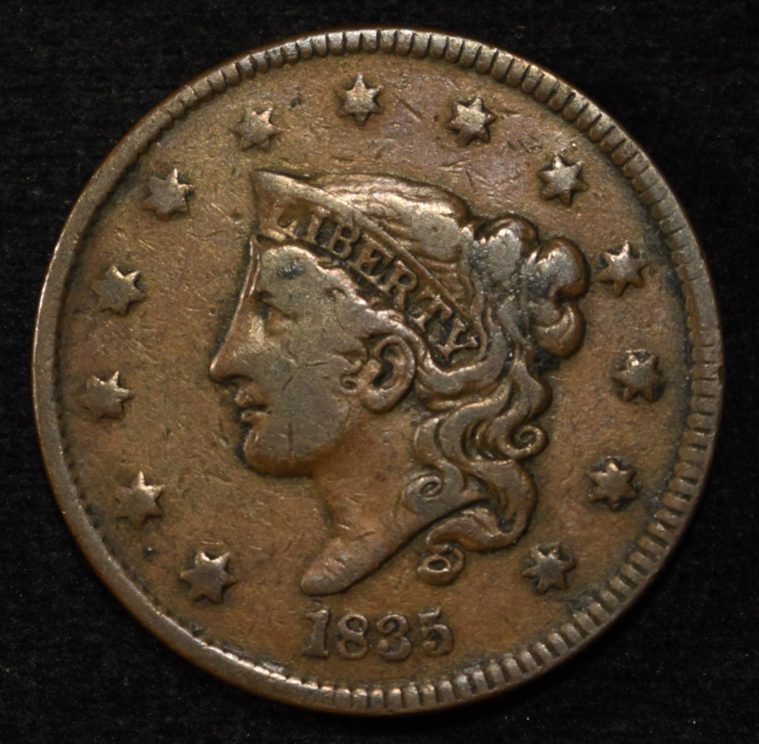 1835 SMALL 8 LARGE CENT VF