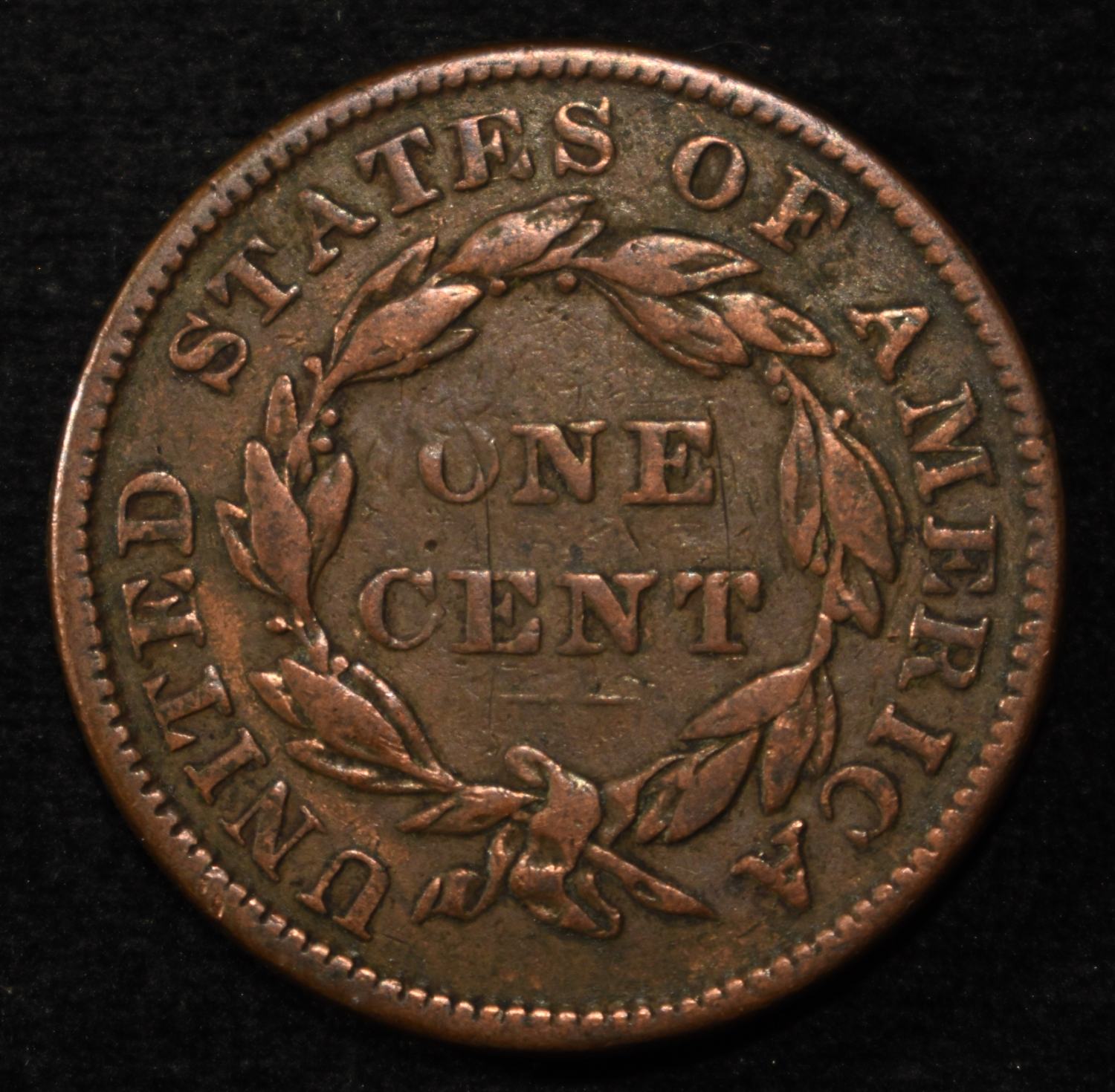 1836 LARGE CENT XF