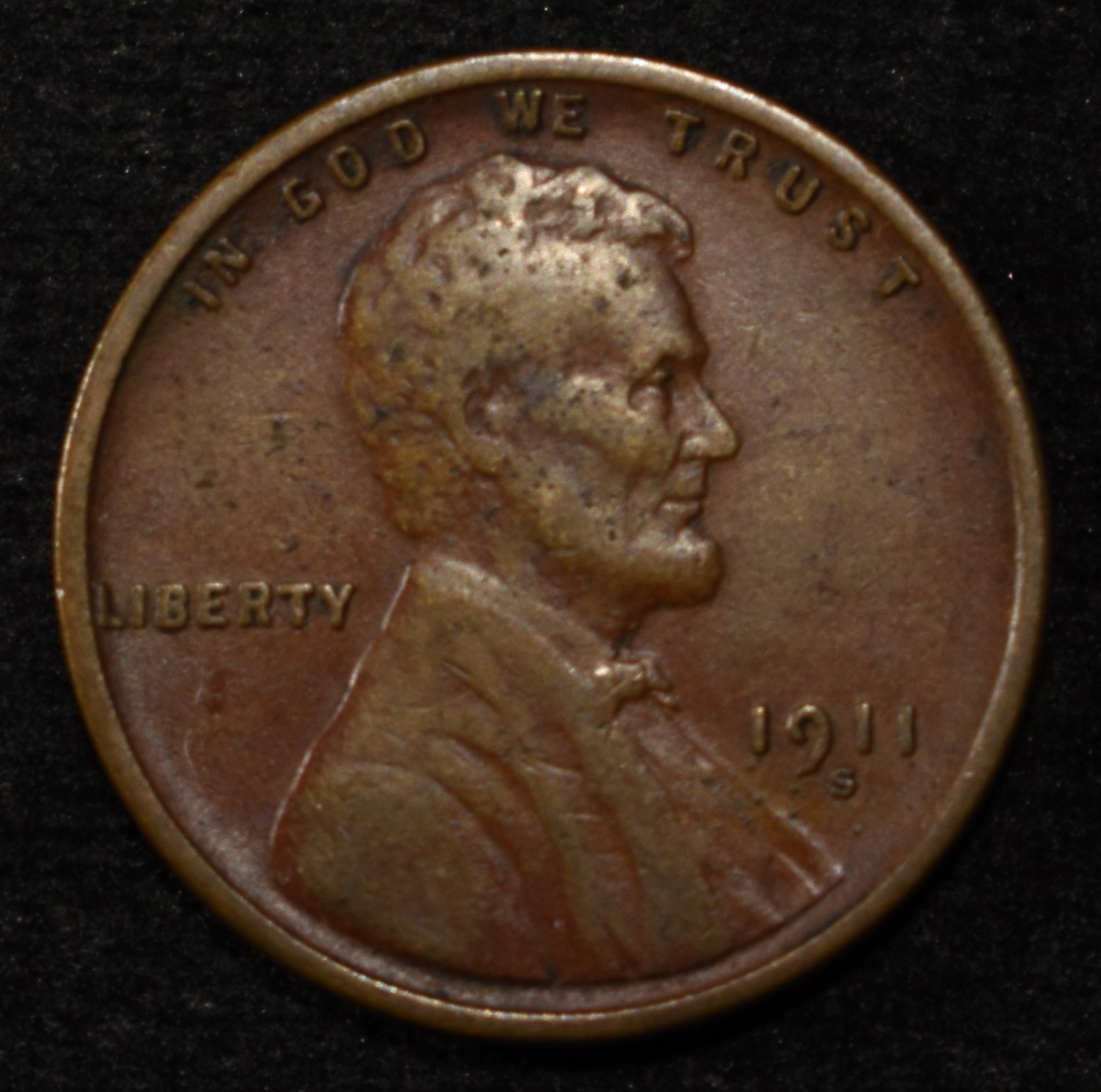 1911-S LINCOLN CENT XF