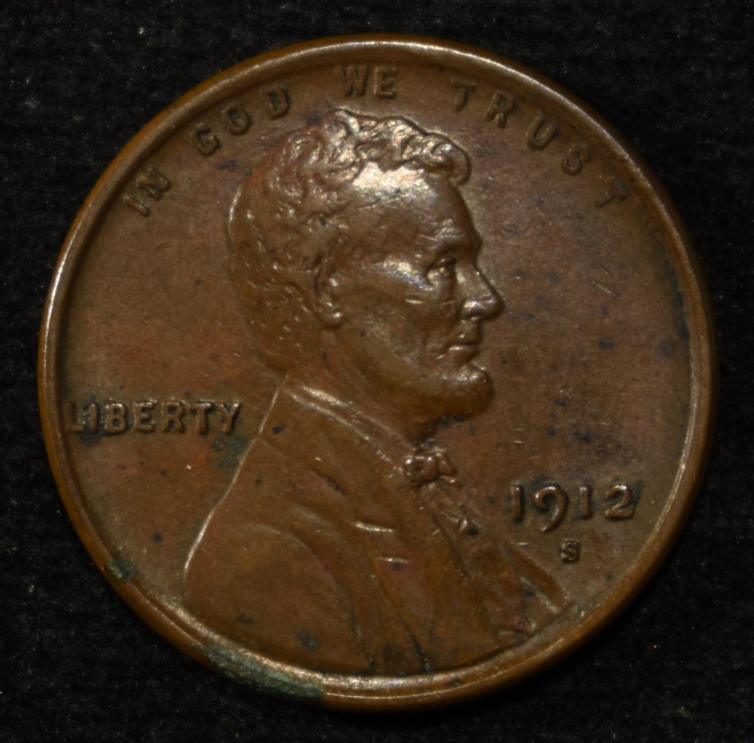 1912-S LINCOLN CENT AU