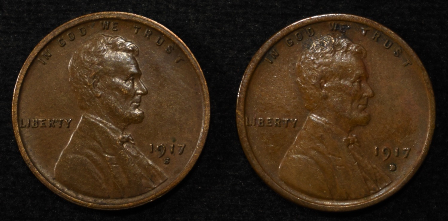1917-D AU & 1917-S AU/BU LINCOLN CENTS