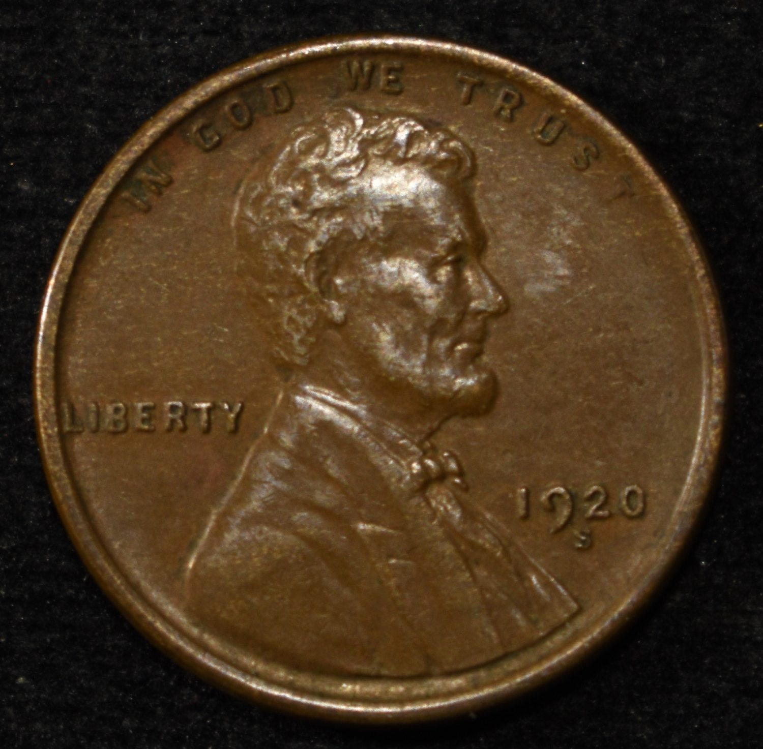 1920-S LINCOLN CENT AU/BU