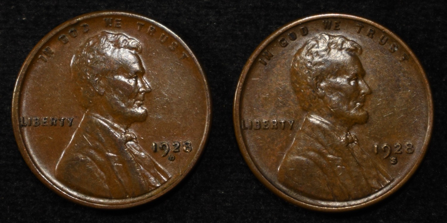 1928-D,S LINCOLN CENTS AU/BU