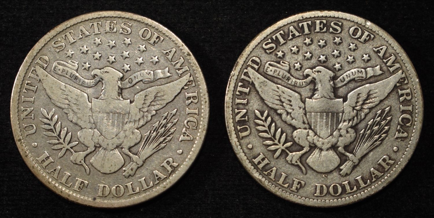 1902 & 1910-S BARBER HALF DOLLARS FINE SCRATCHES