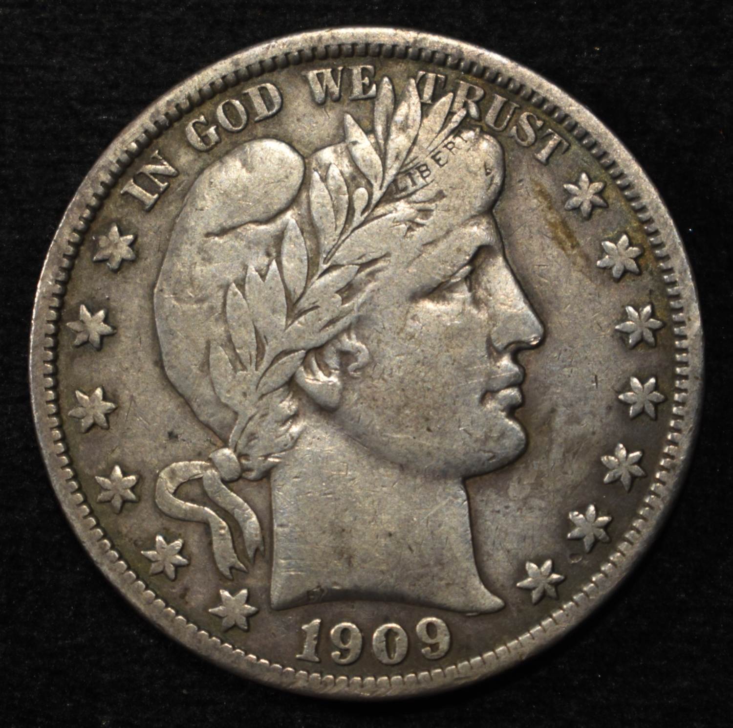 1909 BARBER HALF DOLLAR VF