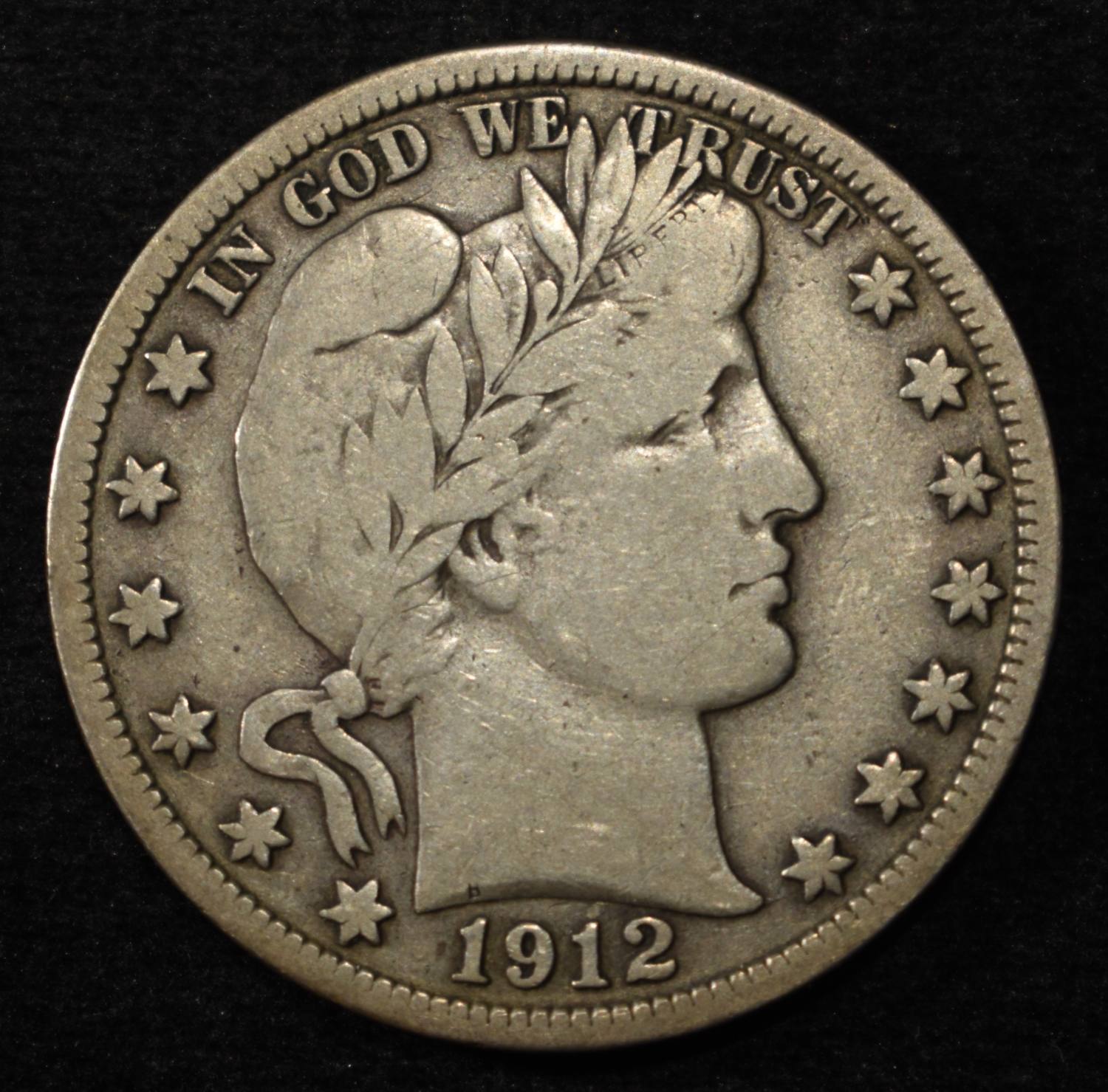 1912-S BARBER HALF DOLLAR F/VF