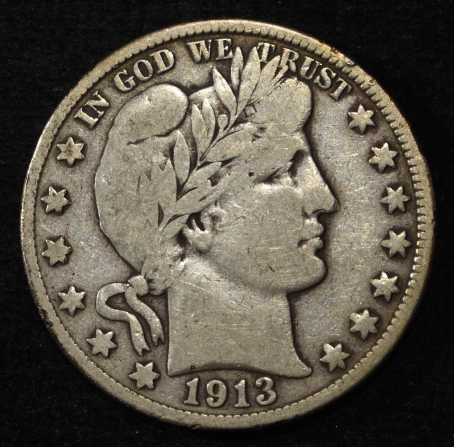 1913-D BARBER HALF DOLLAR FINE