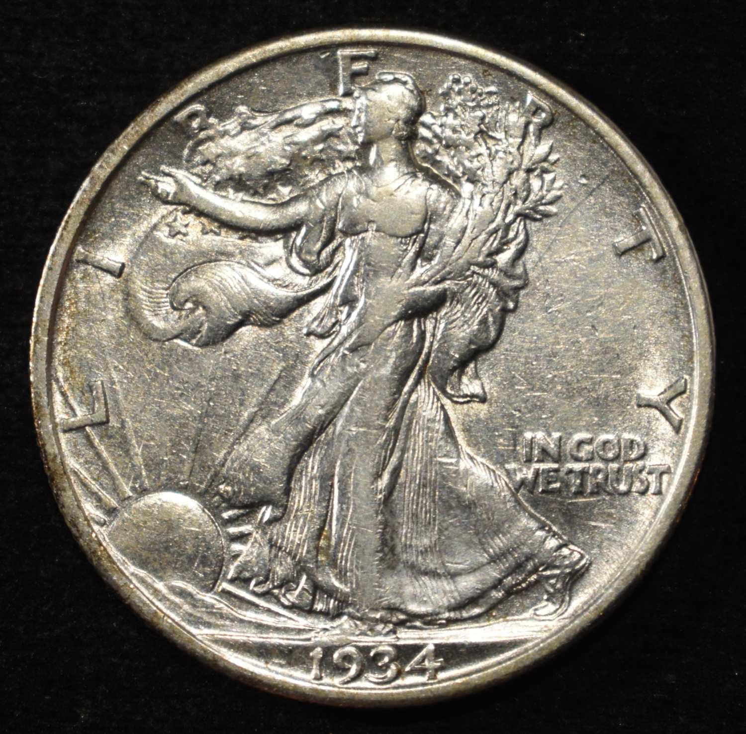 1934-S WALKING LIBERTY HALF DOLLAR XF