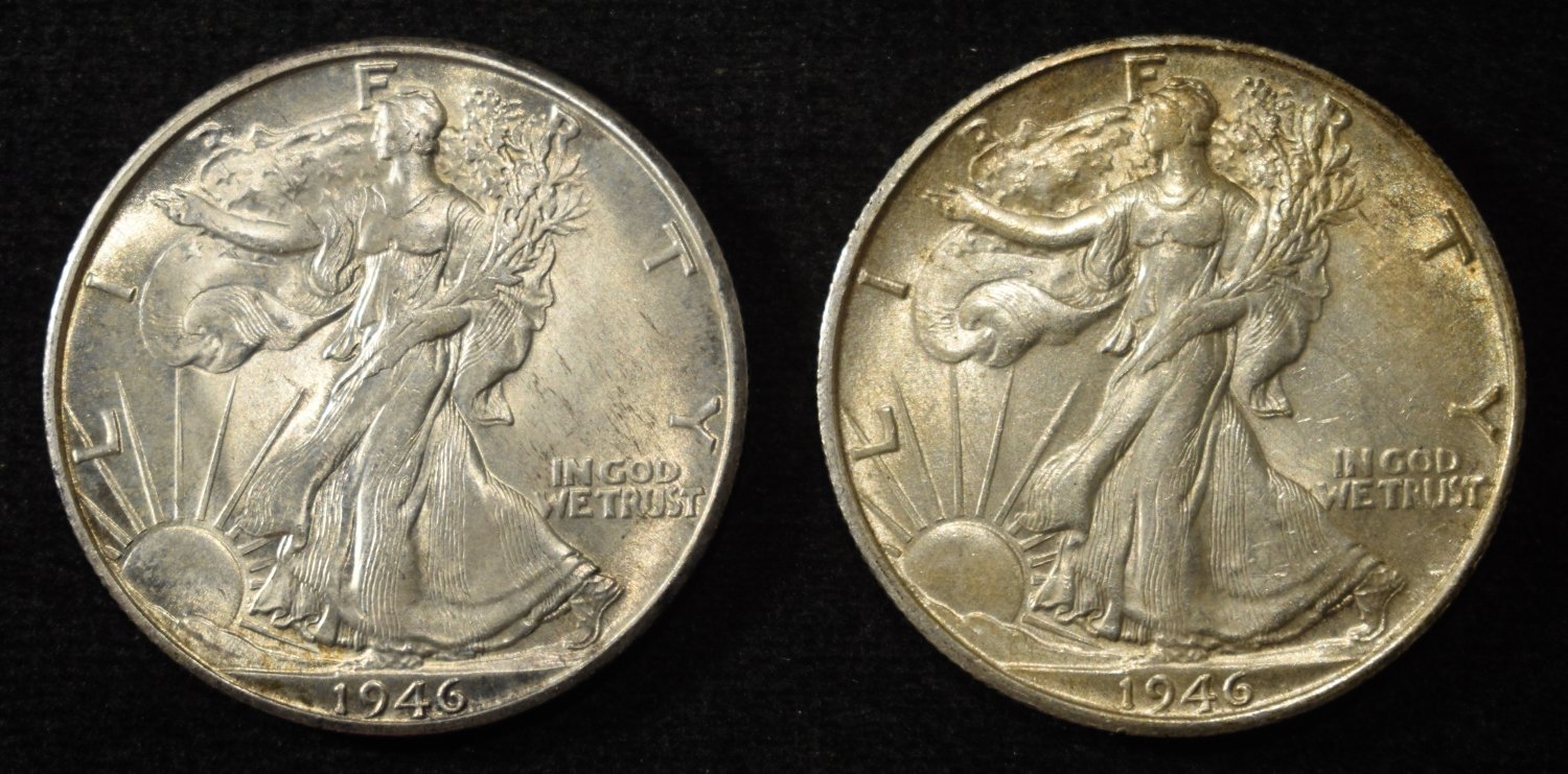 1946-D,S WALKING LIBERTY HALF DOLLARS AU/BU