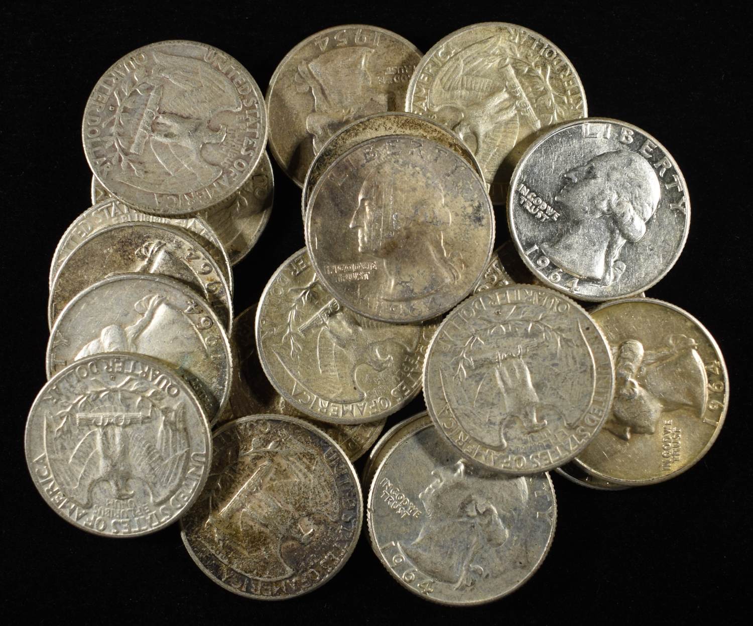 (20) 90% SILVER WASHINGTON QUARTERS