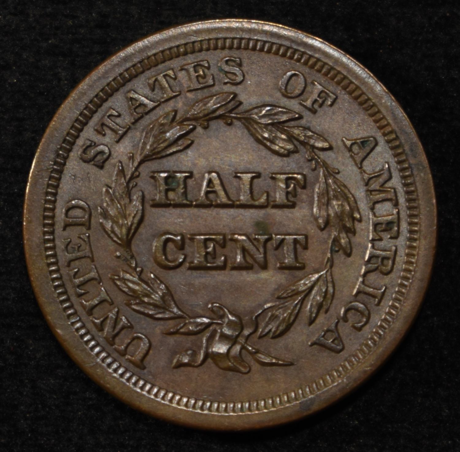 1854 BRAIDED HAIR HALF CENT GEM ORIG UNC