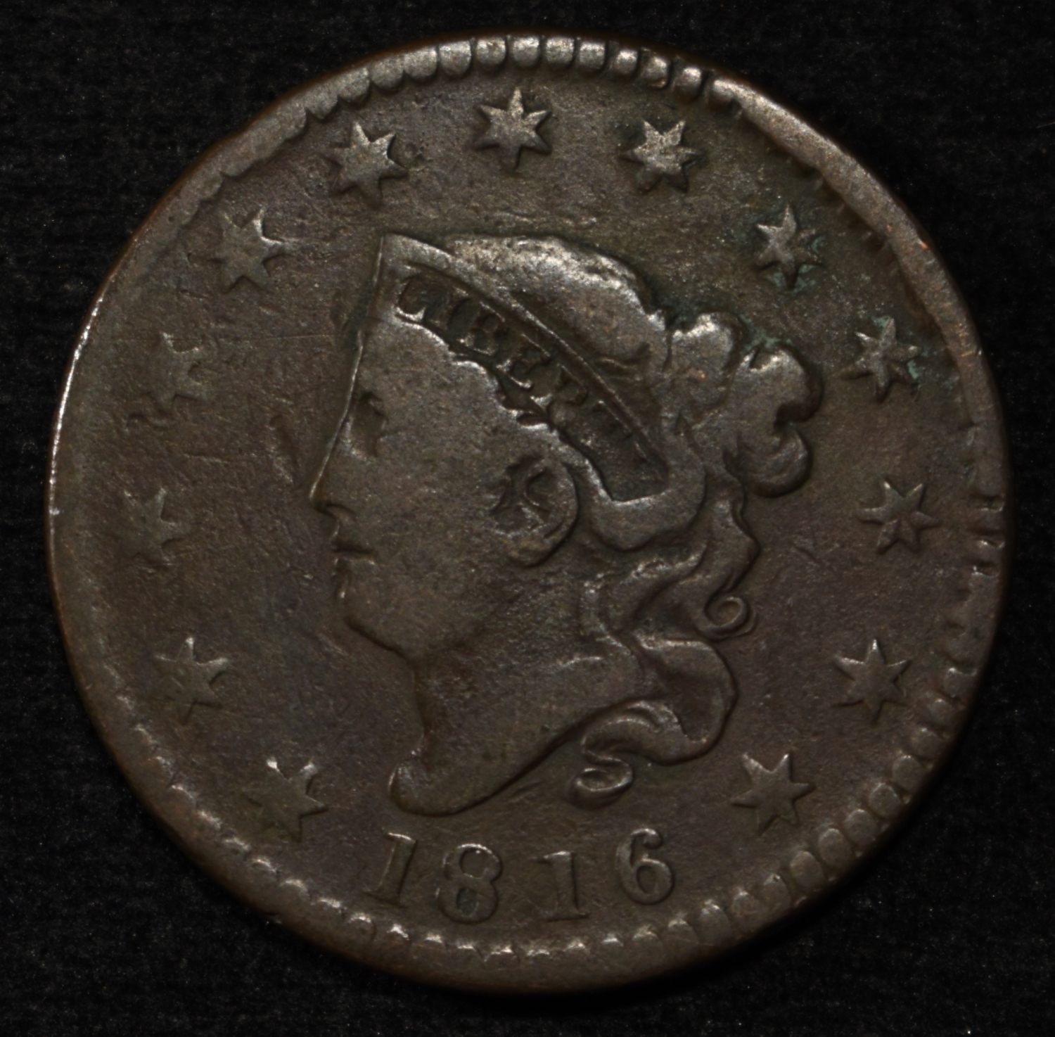 1816 CORONET HEAD LARGE CENT FINE