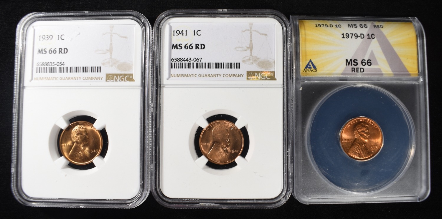 (3) GRADED LINCOLN CENTS