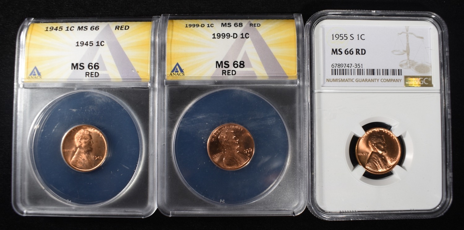 (3) GRADED LINCOLN CENTS