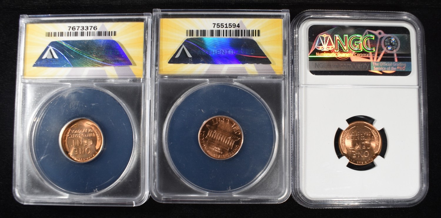 (3) GRADED LINCOLN CENTS