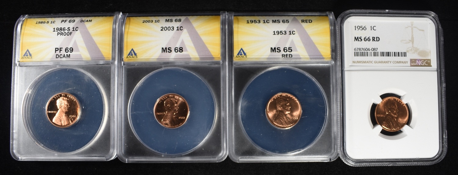 (4) GRADED LINCOLN CENTS