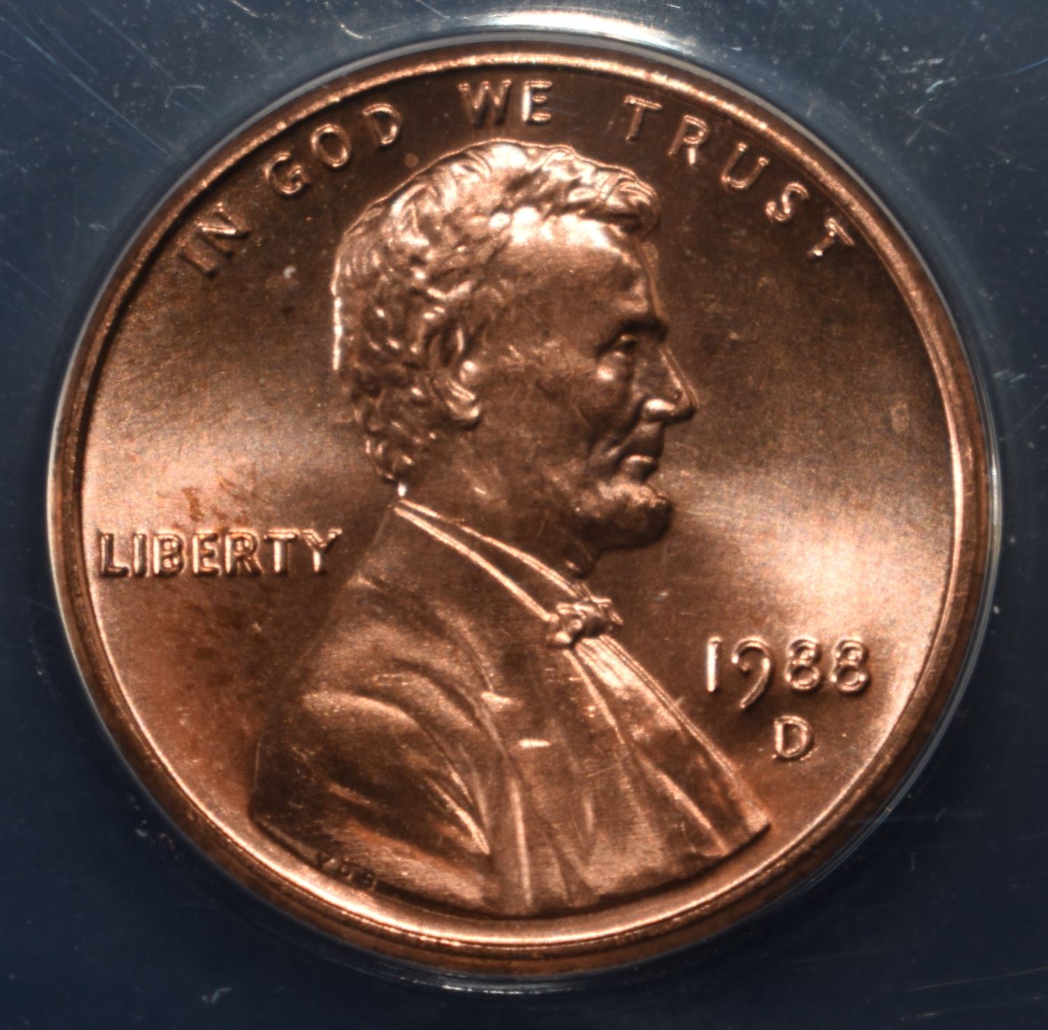 1988-D MEMORIAL CENT ANACS MS68 RED