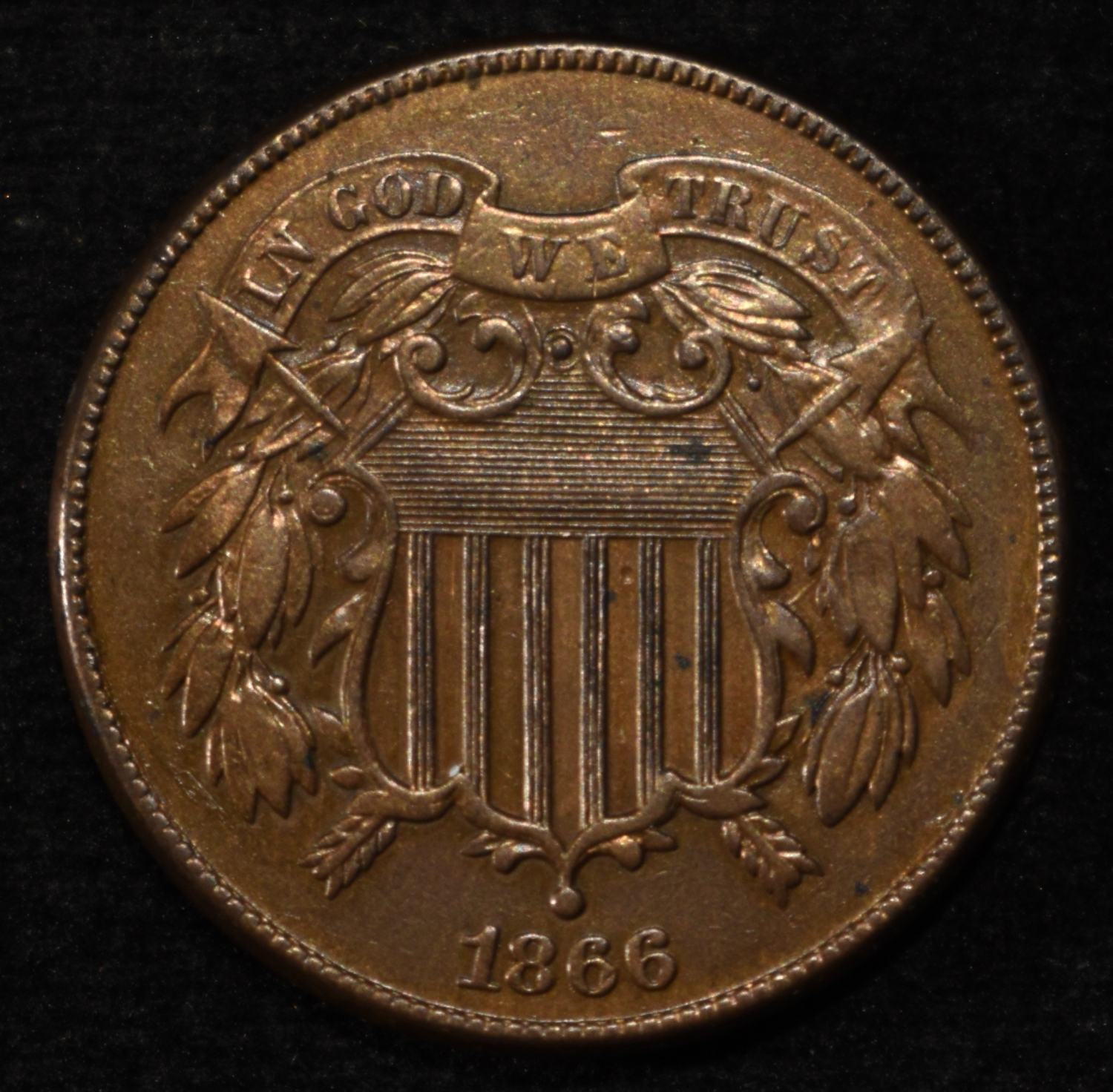 1866 2-CENT PIECE CH ORIG UNC
