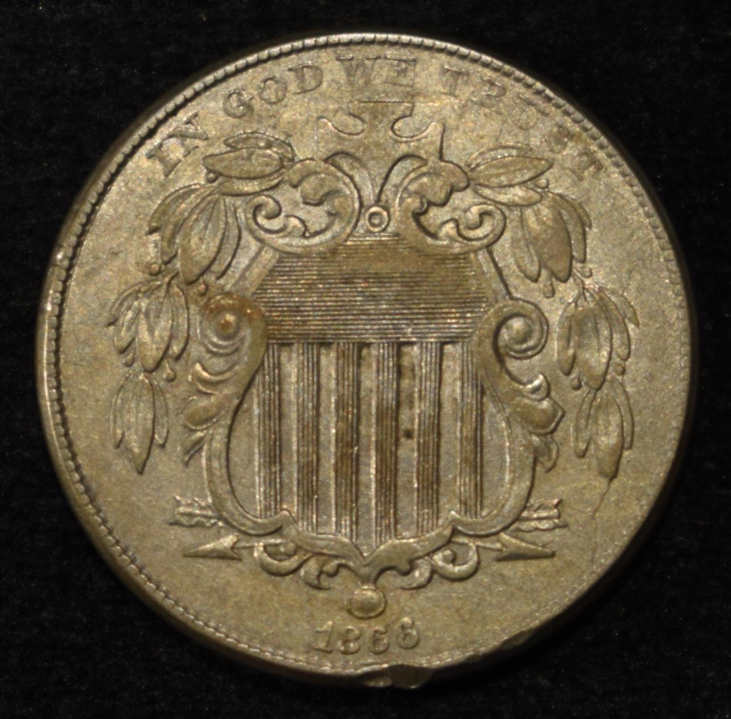 1866 SHIELD NICKEL NICE ORIG UNC