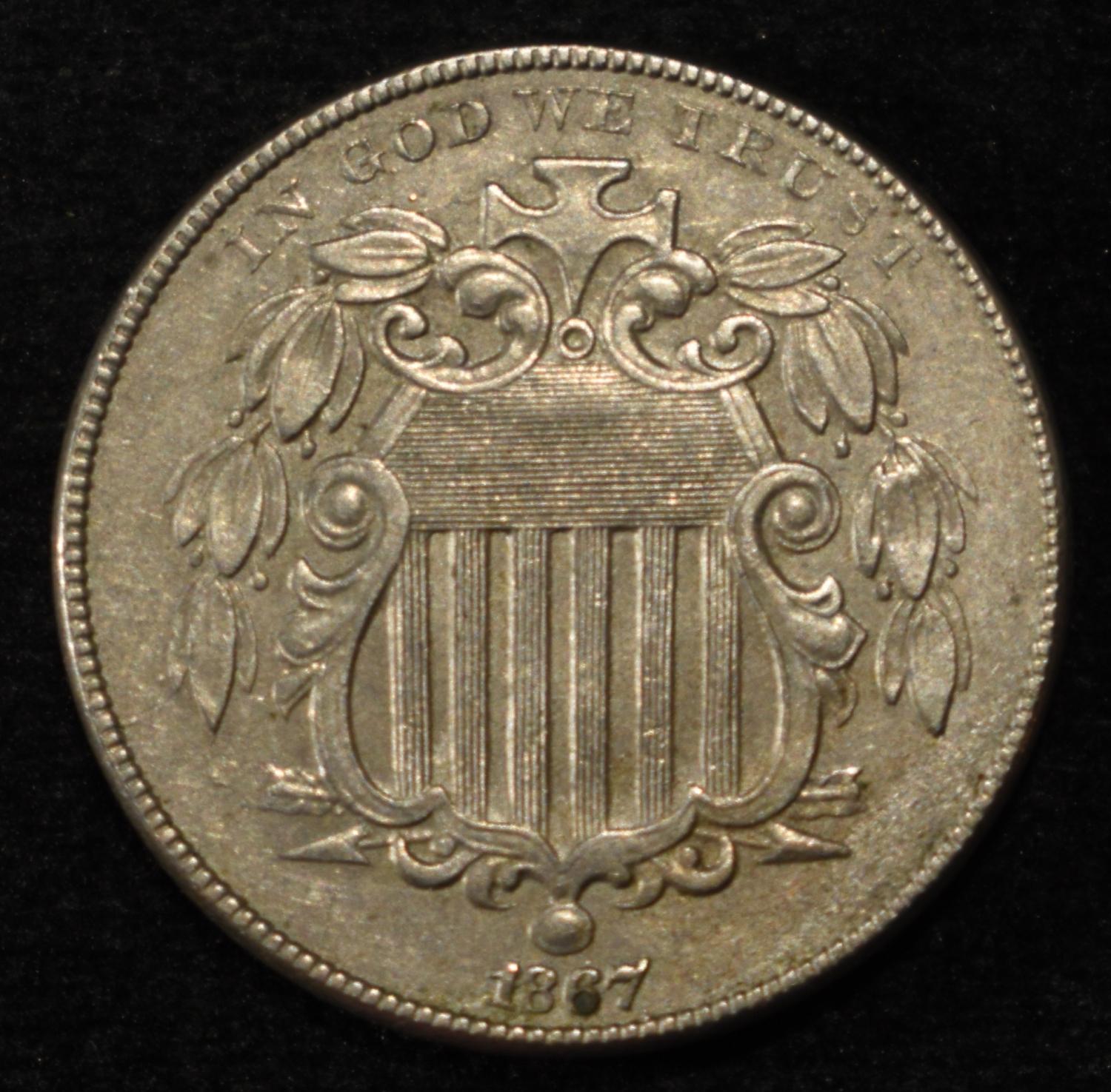 1867 N/R SHIELD NICKEL CH UNC