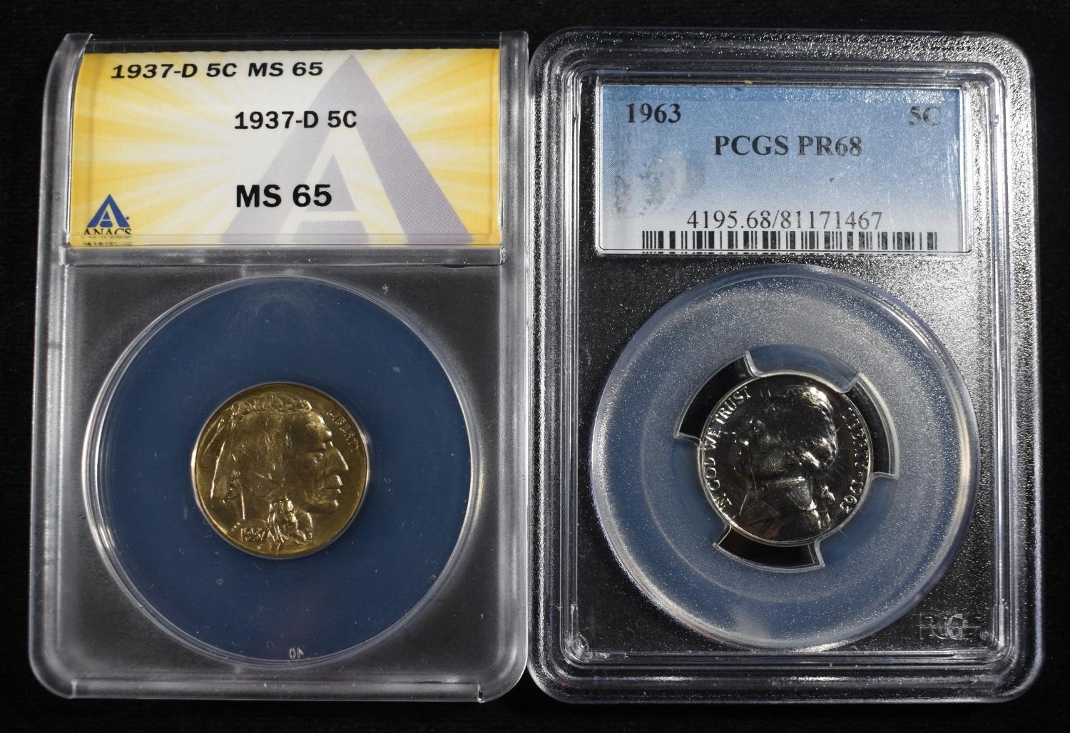 (2) GRADED NICKELS