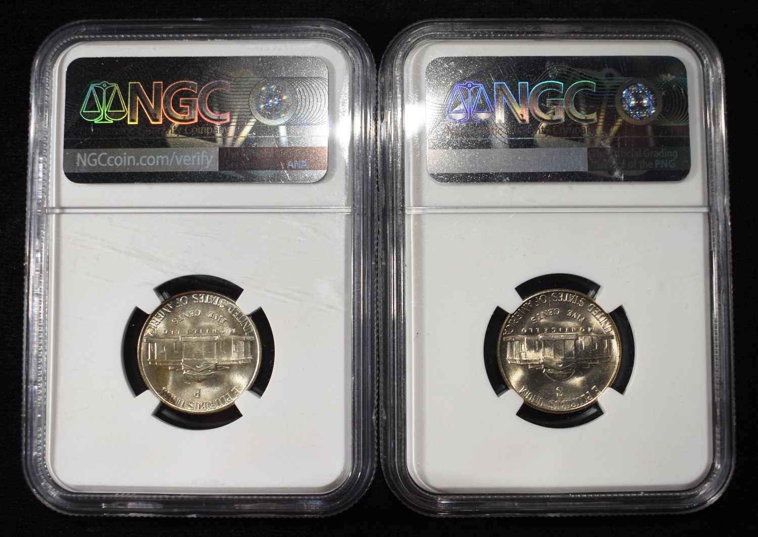 1943-P & 1944-S WAR NICKELS NGC MS66-67