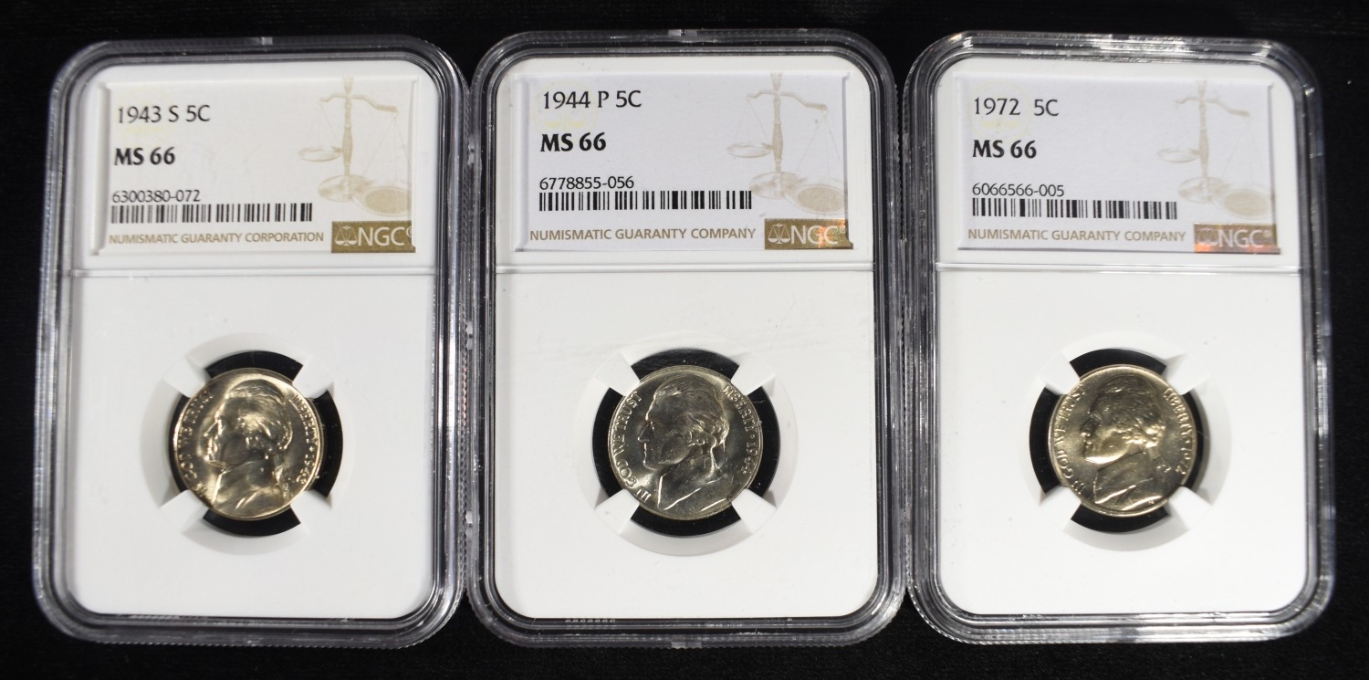(3) NGC GRADED NICKELS LOT