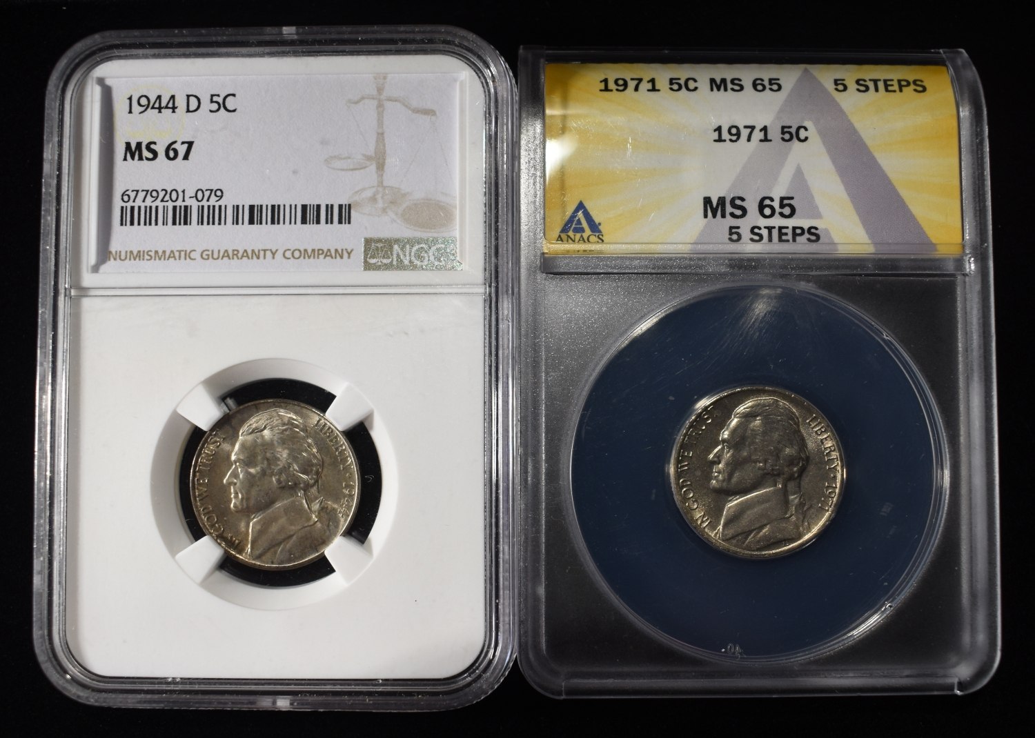 (2) GRADED NICKELS LOT