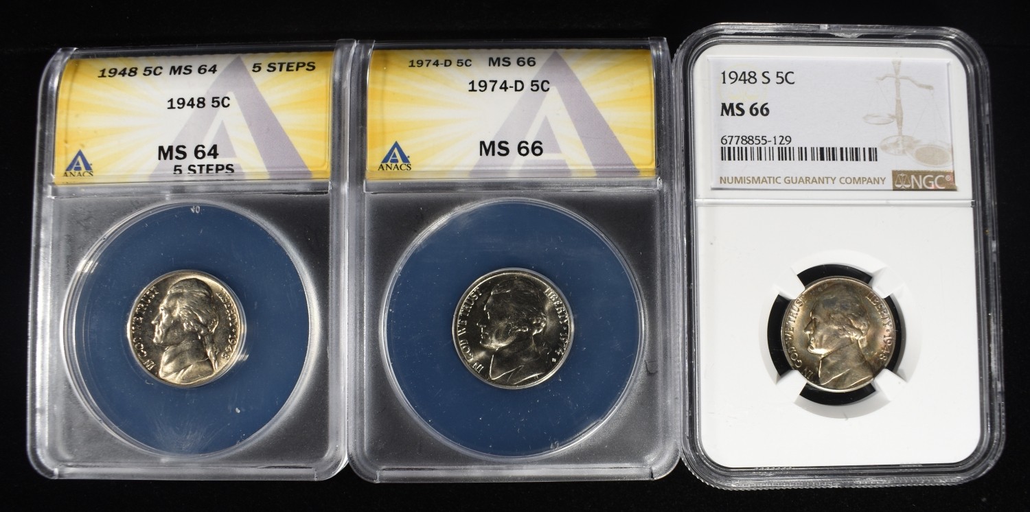 (3) GRADED NICKELS LOT
