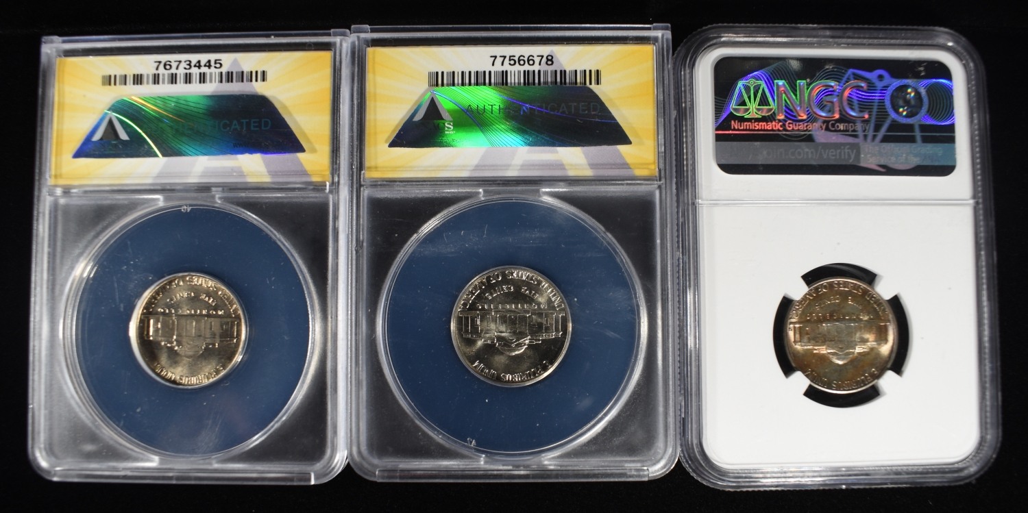 (3) GRADED NICKELS LOT