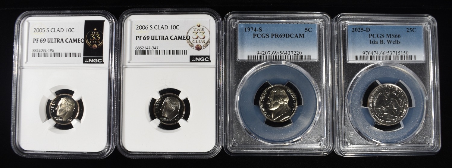 (2) PCGS GRADED COINS & (2) NGC GRADED COINS