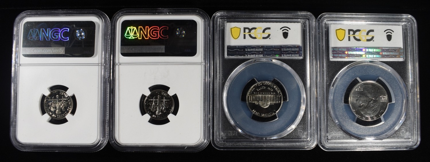 (2) PCGS GRADED COINS & (2) NGC GRADED COINS