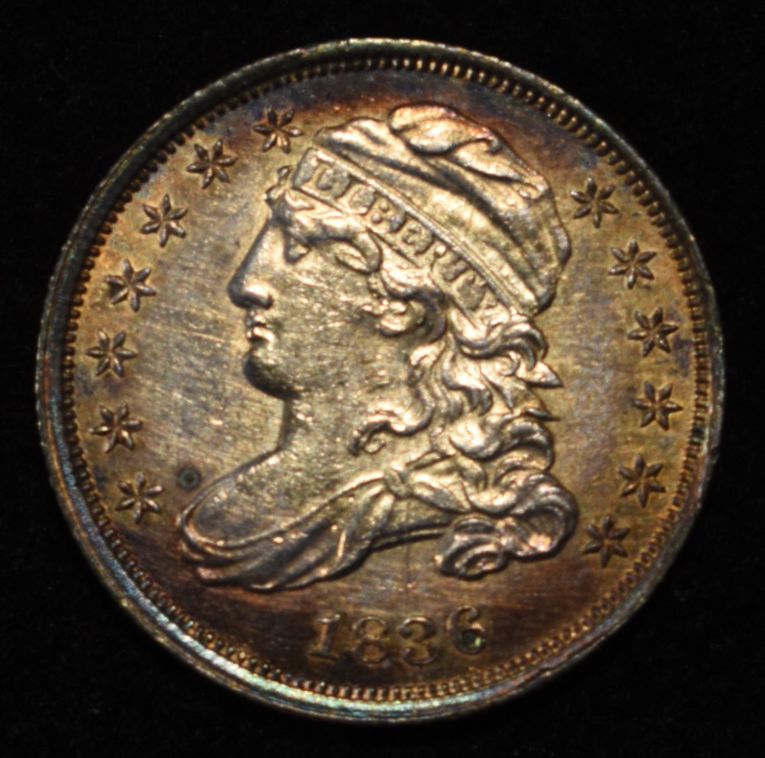 1836 CAPPED BUST DIME CH UNC SOME OLD CLEANING