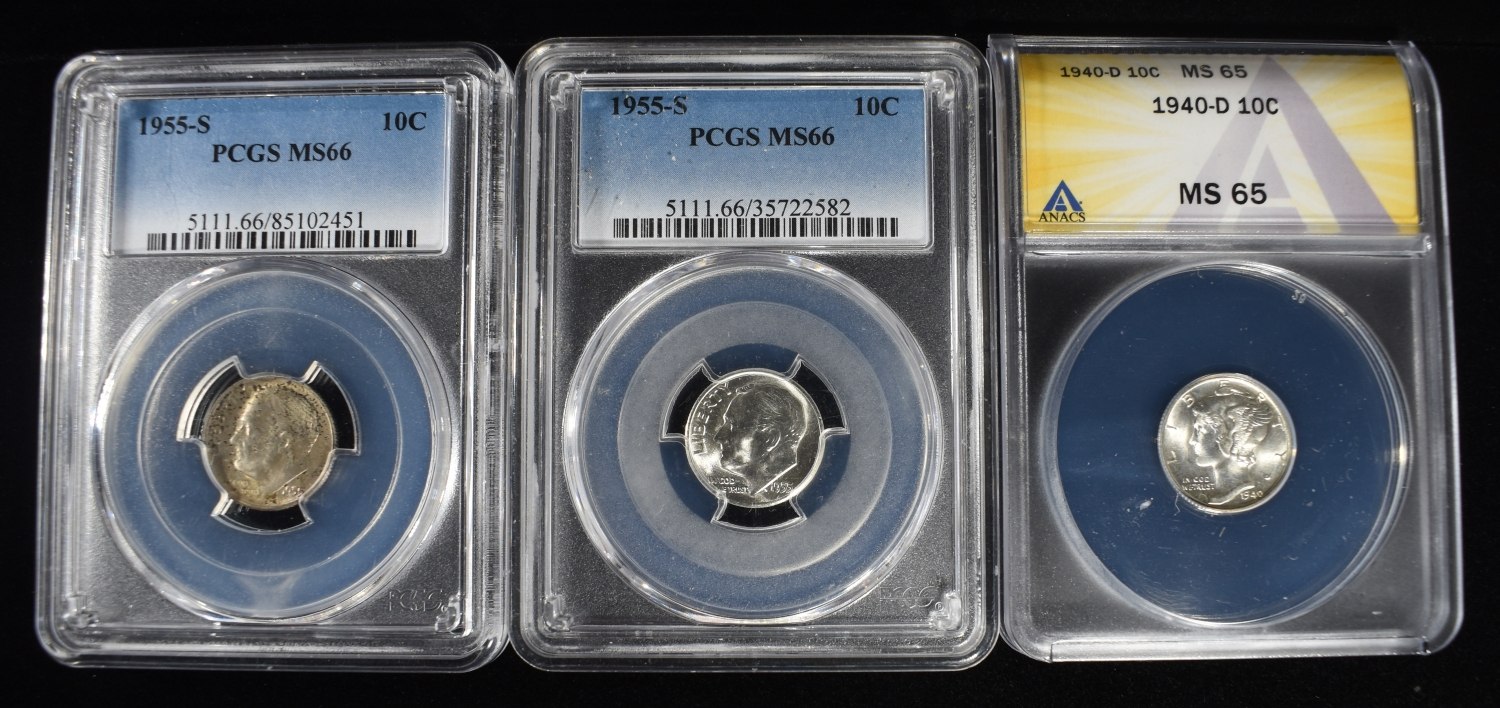 (3) GRADED DIMES LOT