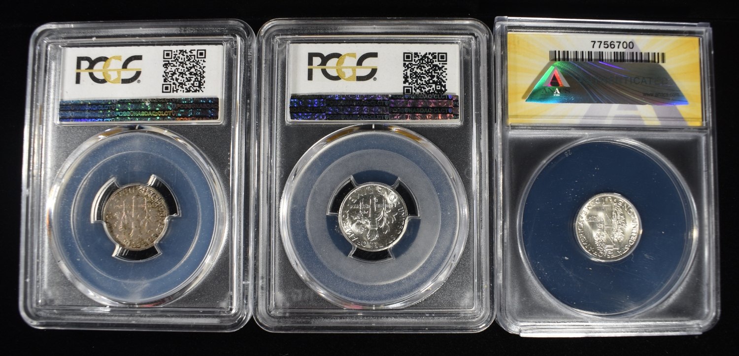 (3) GRADED DIMES LOT