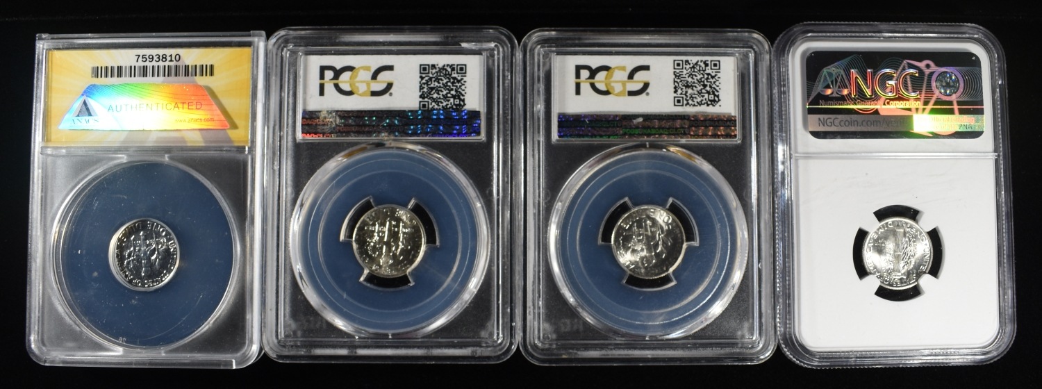 (4) GRADED DIMES
