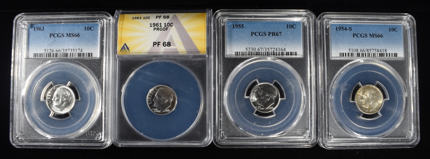 (4) GRADED ROOSEVELT DIMES