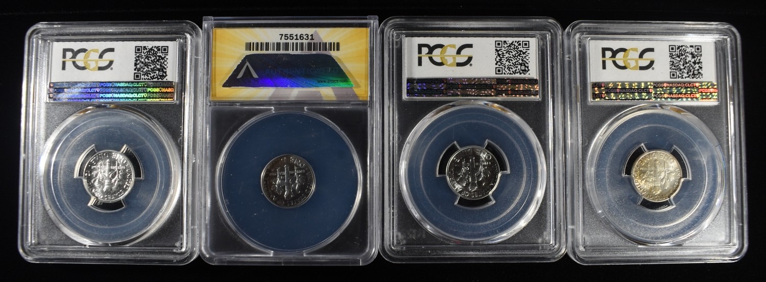 (4) GRADED ROOSEVELT DIMES