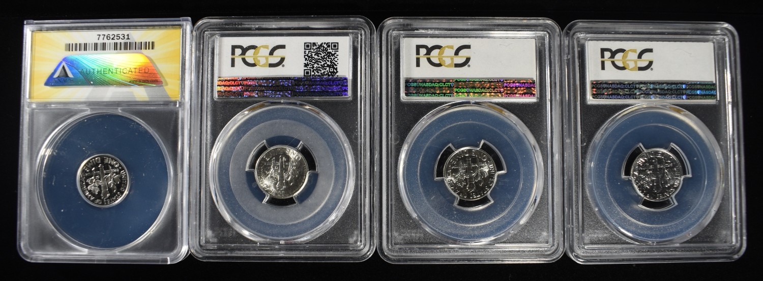 (4) GRADED ROOSEVELT DIMES