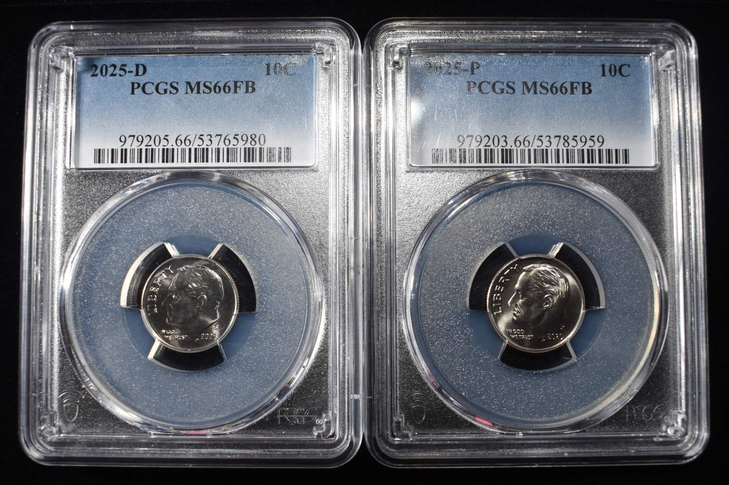 2025-P & D ROOSEVELT DIMES PCGS MS66 FB