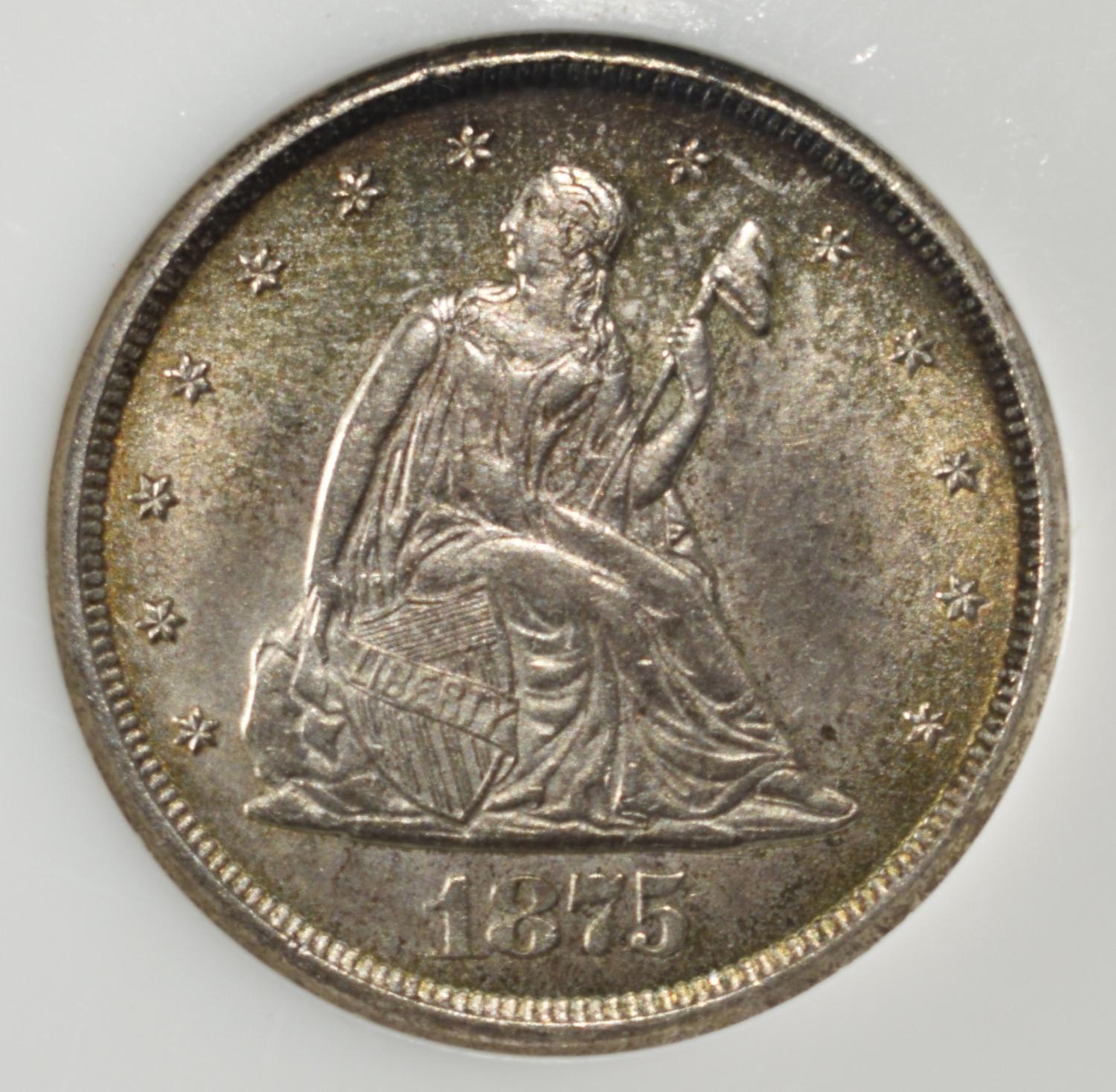 1875-CC LIBERTY SEATED 20-CENT PCI GEM BU