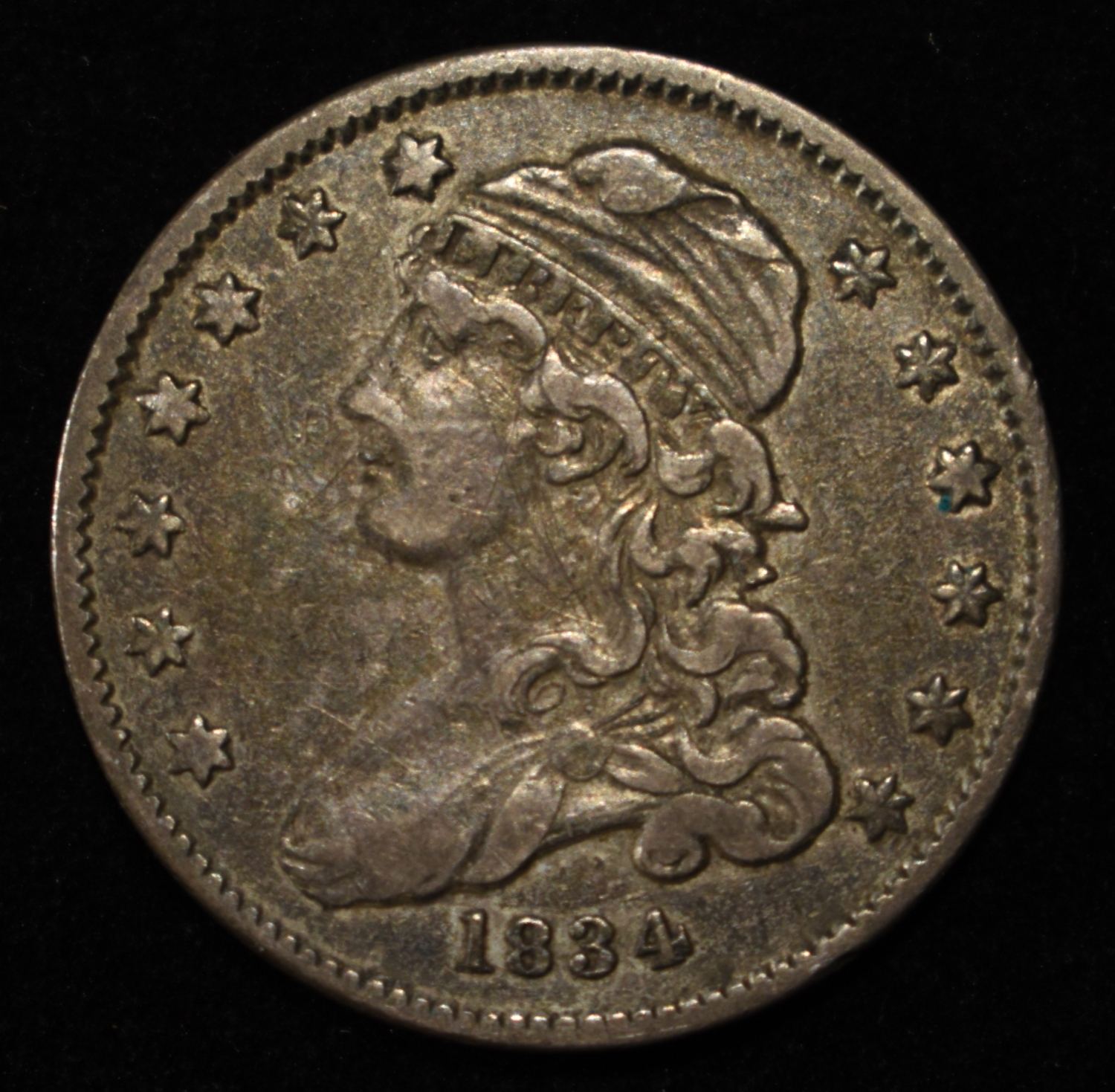 1834 CAPPED BUST QUARTER O/F IN OF NICE XF