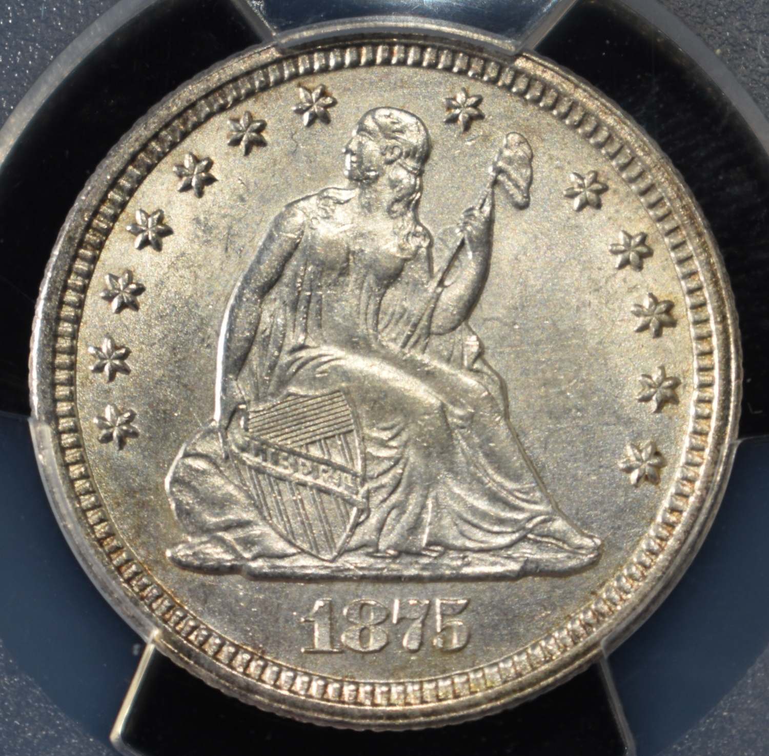 1875 LIBERTY SEATED QUARTER PCGS GENUINE