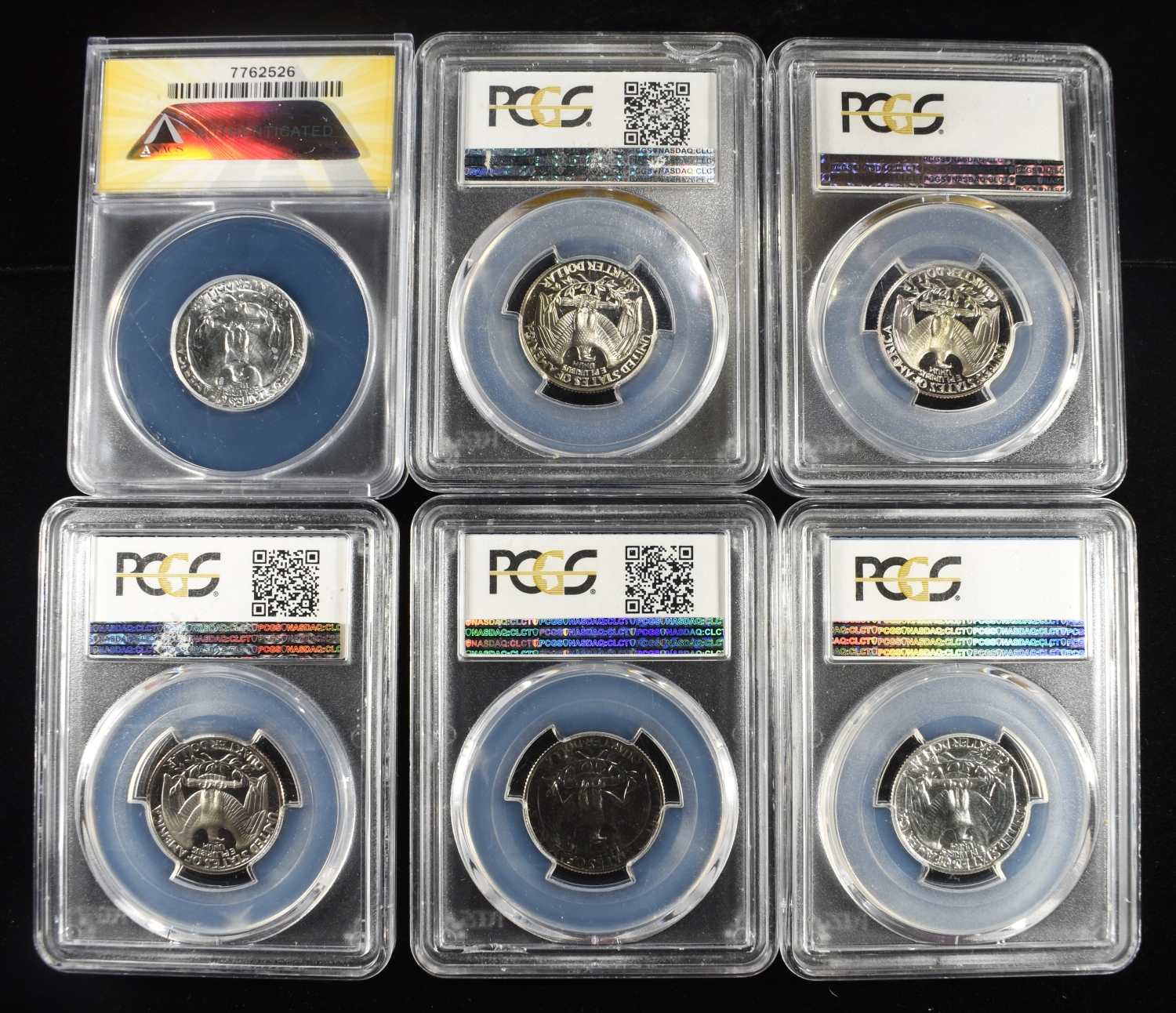 (6) GRADED WASHINGTON QUARTERS