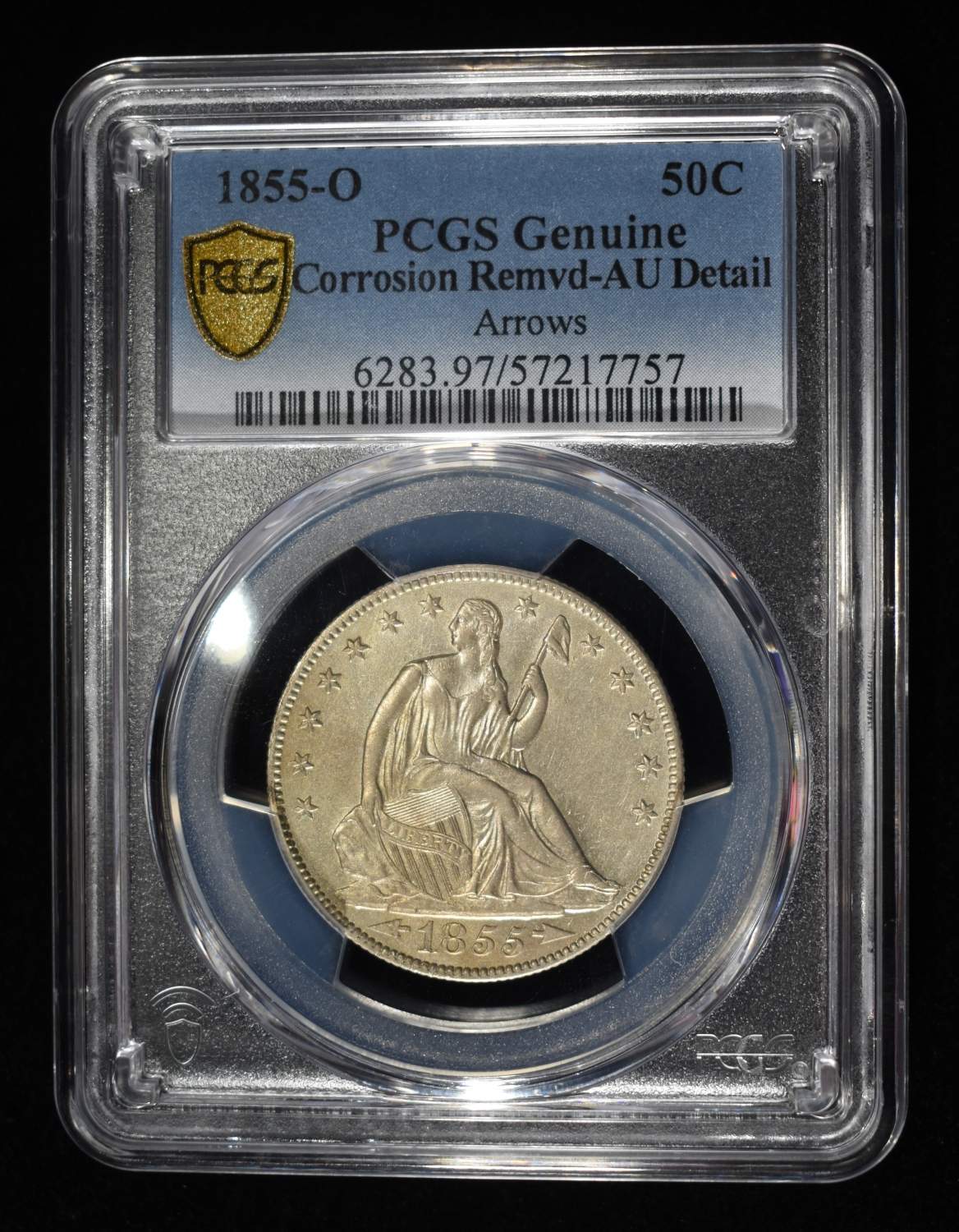 1855-O LIBERTY SEATED HALF DOLLAR PCGS GENUINE