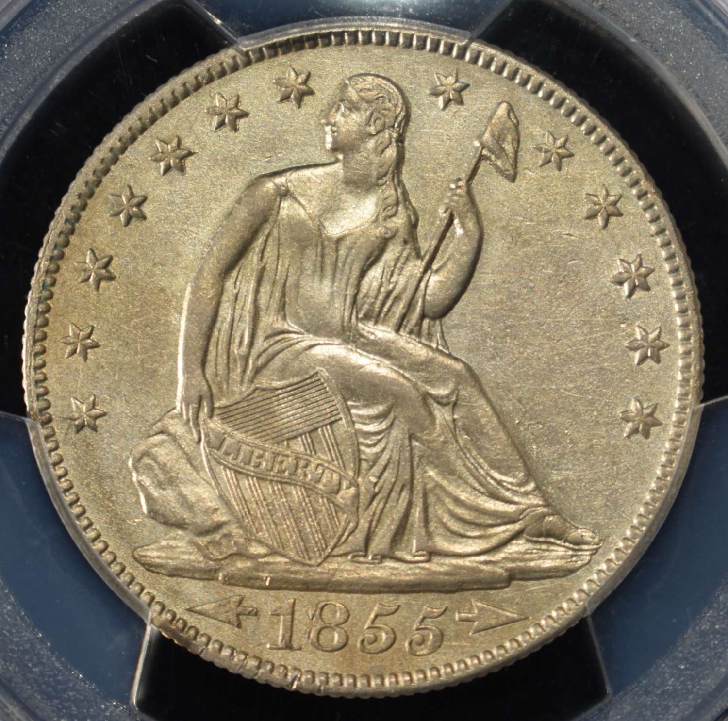 1855-O LIBERTY SEATED HALF DOLLAR PCGS GENUINE