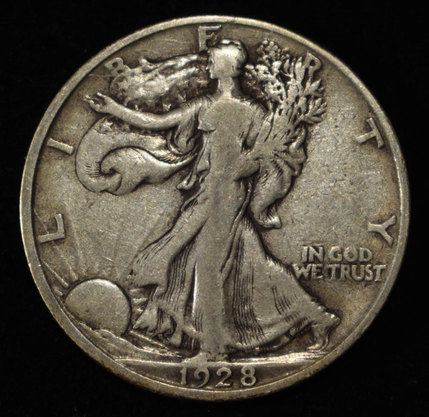 1928-S WALKING LIBERTY HALF DOLLAR VF