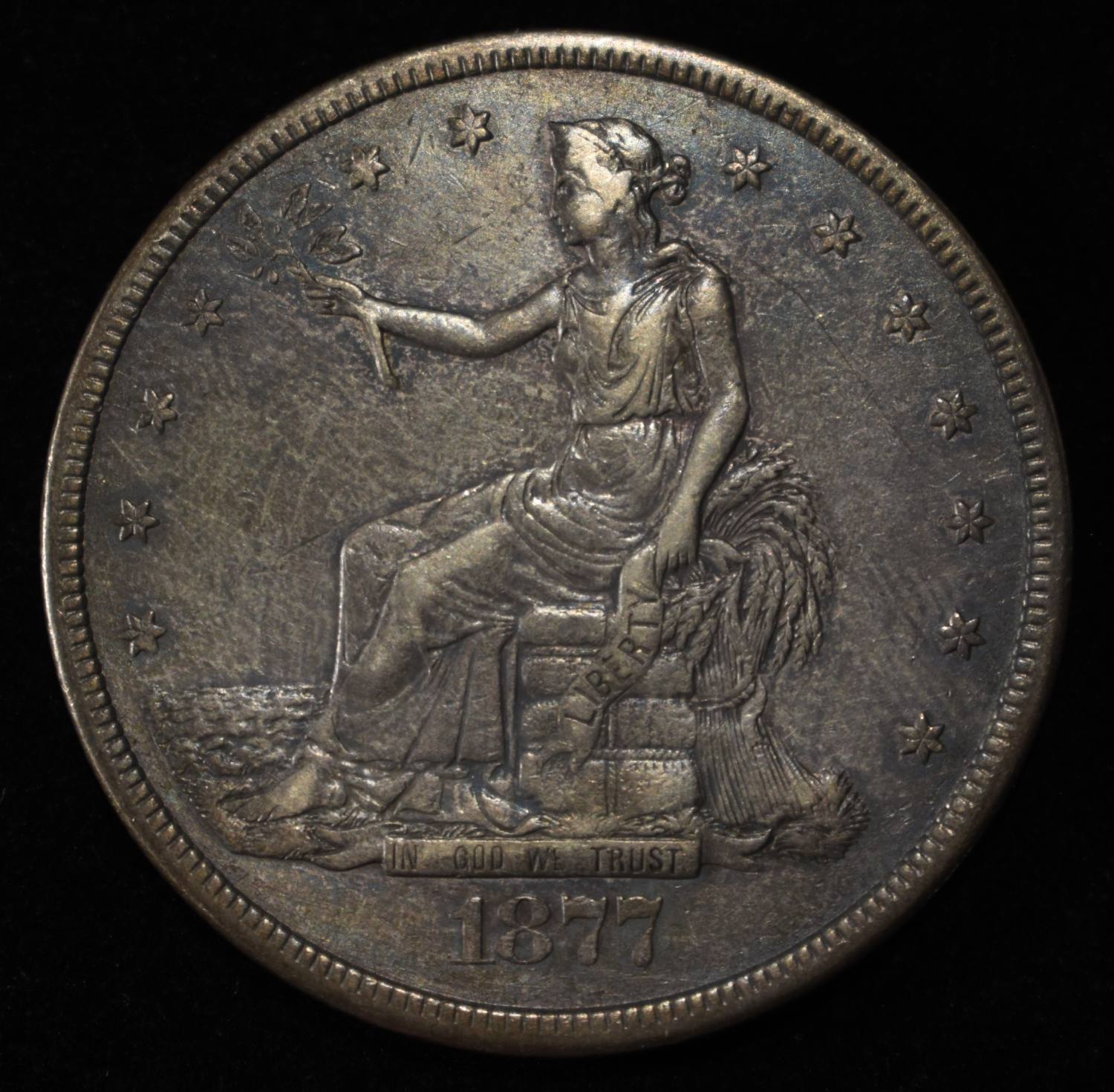 1877-S TRADE DOLLAR LOVELY ORIG AU/UNC